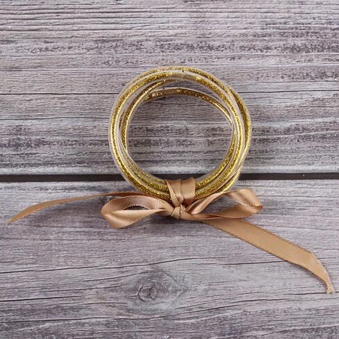 الملونة بريق مليئة هلام السيليكون الطبقات خفيفة الوزن الإسورة أساور تألق Bowknot هندسية جولة لينة الكفة سوار مهرجان حزب مجوهرات للنساء in Kuwait