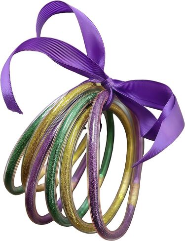 الملونة بريق مليئة هلام السيليكون الطبقات خفيفة الوزن الإسورة أساور تألق Bowknot هندسية جولة لينة الكفة سوار مهرجان حزب مجوهرات للنساء in Kuwait