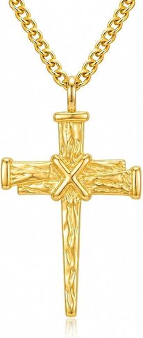 18K Gold Cross Necklace for Men Gold Cross Pendant Minimalist Christian Jewelry Religious Gift in Saudi Arabia