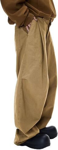Mens Cargo Pants Elastic Waist Casual Baggy Pants Cotton Workout Trousers with Pockets in Kuwait
