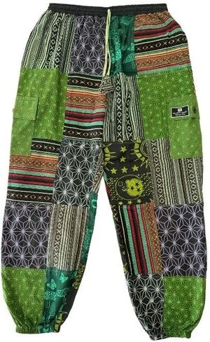 Patchwork Cotton Pants | Lightweight Durable Hippie Harem Pants for Daily use | Hand Made Multi Pocket Jogger Unisex Design. in Saudi Arabia