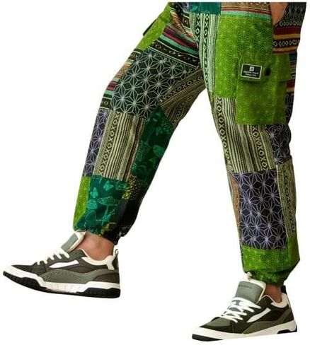 Patchwork Cotton Pants | Lightweight Durable Hippie Harem Pants for Daily use | Hand Made Multi Pocket Jogger Unisex Design. in Saudi Arabia
