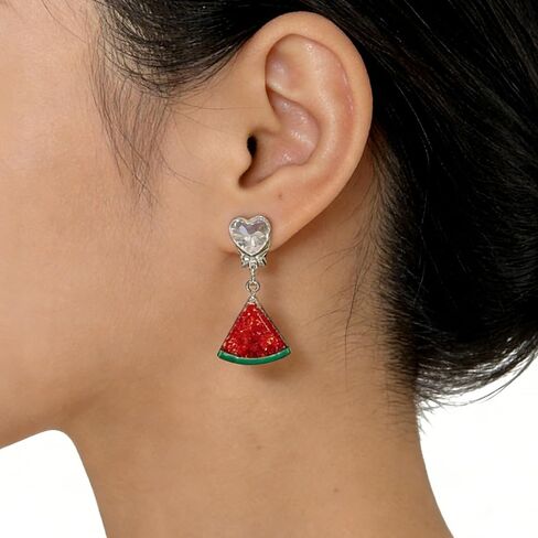 Unique Clip On Earrings for Women–Non Pierced Earrings,Acrylic Ear Clips Jewelry|Cherry, Heart, Watermelon, and Bunny Designs|Lightweight & Comfortable with Sponge Pads(Set of 4) in Saudi Arabia