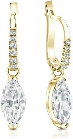 CindyGems&Jewels 1.45 Ctw Marquise Cut Diamond Solitaire Clip On Drop and Dangle Earrings with 14k Yellow Gold Finish 925 Sterling Silver in Kuwait