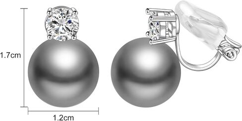 Yoursfs Gray Pearl Clip On Earrings for Women Round Cubic Zirconia Earrings Fresh Water Pearl Earrings Hypoallergenic Jewelry Suitable For Parties Daily Life Going out And Playing in Saudi Arabia