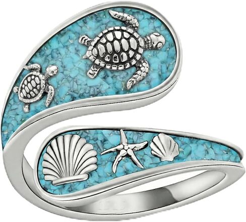 Hummingbird/Dragonfly/Sea Turtle Rings 18K White Gold Plated Adjustable Spoon Ring for Women in Saudi Arabia