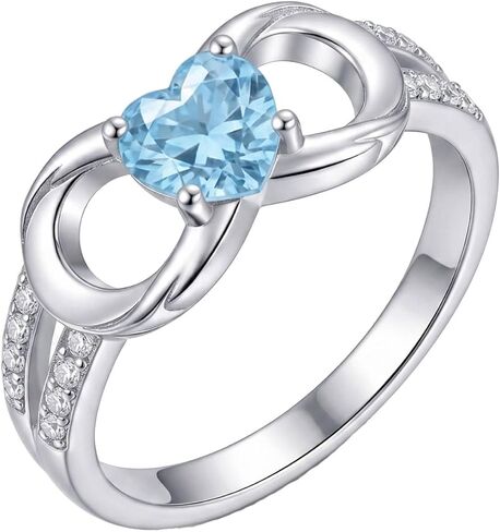 Infinity Heart Promise Ring for Women Infinity Rings Blue Heart Cubic Zirconia Engagement Ring Love Knot Eternity Wedding Band Jewelry Gifts for Wife, Size 7 in Kuwait