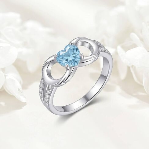 Infinity Heart Promise Ring for Women Infinity Rings Blue Heart Cubic Zirconia Engagement Ring Love Knot Eternity Wedding Band Jewelry Gifts for Wife, Size 7 in Kuwait