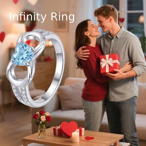 Infinity Heart Promise Ring for Women Infinity Rings Blue Heart Cubic Zirconia Engagement Ring Love Knot Eternity Wedding Band Jewelry Gifts for Wife, Size 7 in Kuwait