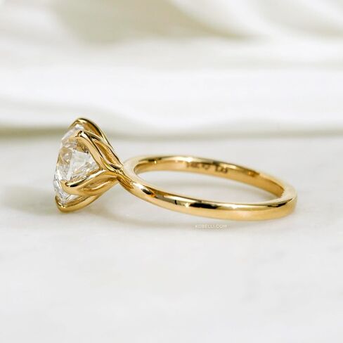 Kobelli 3 قيراط Lab Grown Diamond Solitaire Comfort Band Clover Ring 14K Gold in Kuwait