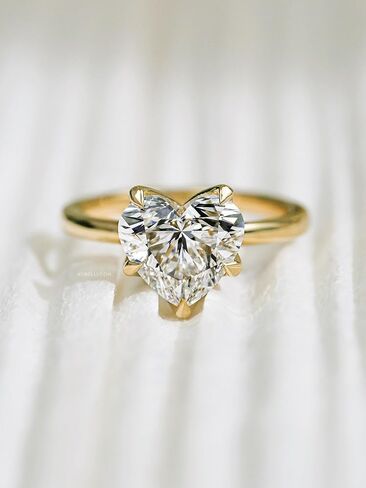 Kobelli 3 قيراط Lab Grown Diamond Solitaire Comfort Band Clover Ring 14K Gold in Kuwait