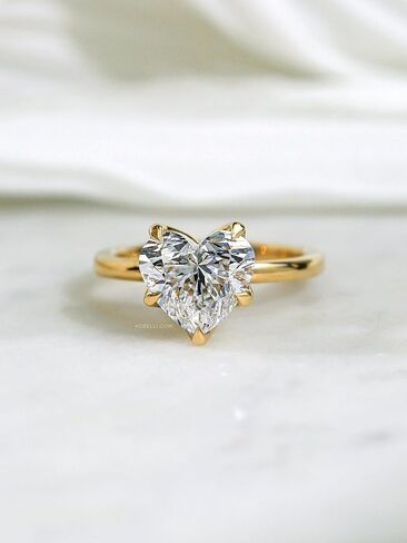 Kobelli 3 قيراط Lab Grown Diamond Solitaire Comfort Band Clover Ring 14K Gold in Kuwait