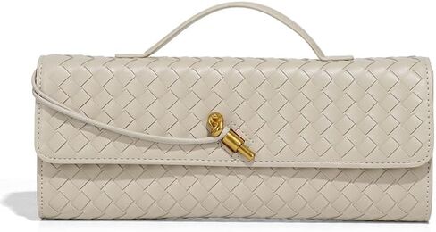 LMKIDS Woven Evening Bag Clutch Purses For Women, Woven Leather Crossbody Bag Purse For Women Shoulder Handbag Cute Satchels (Sand Colored) in Kuwait