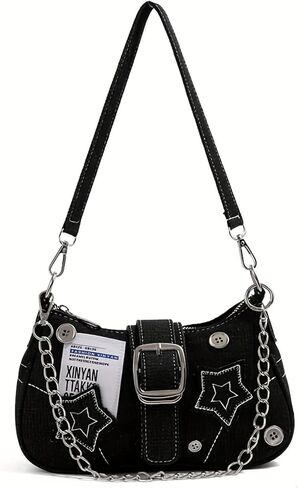 1PC Women's Y2K Star Shoulder Bag - Chain Underarm Bag Detachable Strap in Kuwait