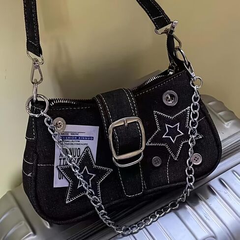 1PC Women's Y2K Star Shoulder Bag - Chain Underarm Bag Detachable Strap in Kuwait
