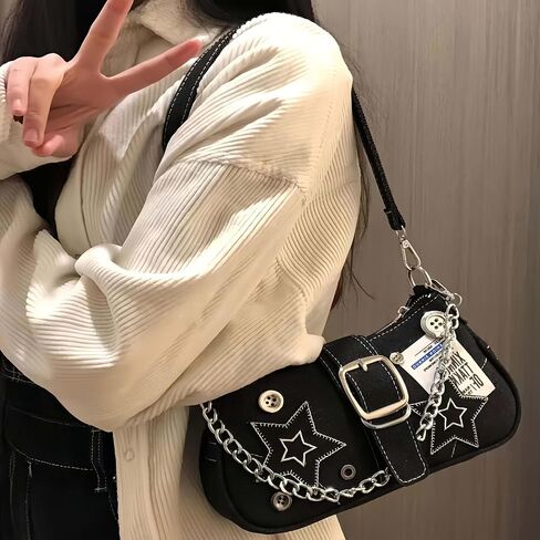 1PC Women's Y2K Star Shoulder Bag - Chain Underarm Bag Detachable Strap in Kuwait