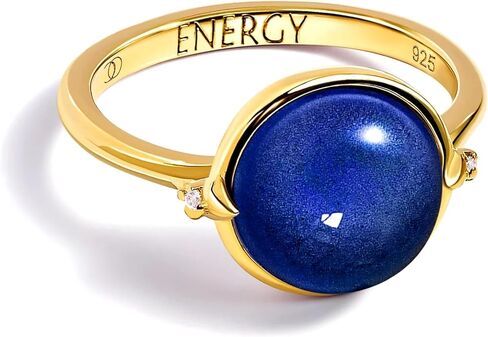Moon Magic Mood Ring for Women | Round Cut Color Changing Mood Ring | Real 925 Sterling Silver | 18kt Yellow Gold | Genuine Gemstone Jewelry in Saudi Arabia