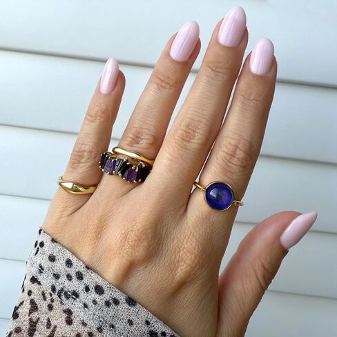 Moon Magic Mood Ring for Women | Round Cut Color Changing Mood Ring | Real 925 Sterling Silver | 18kt Yellow Gold | Genuine Gemstone Jewelry in Saudi Arabia