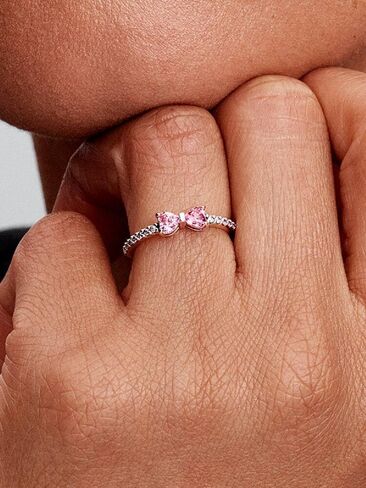 PANDORA-Sparkling Pink Bow Ring-Sterling silver-With Gift Box in Saudi Arabia