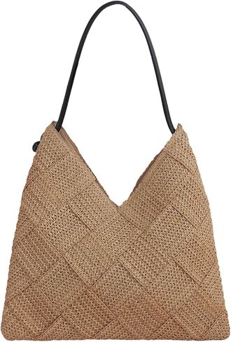 Women's Straw Hobo Tote Bag Handmade Summer Beach Purse Woven Shoulder Handbag 2026 in Saudi Arabia