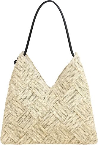 Women's Straw Hobo Tote Bag Handmade Summer Beach Purse Woven Shoulder Handbag 2026 in Saudi Arabia