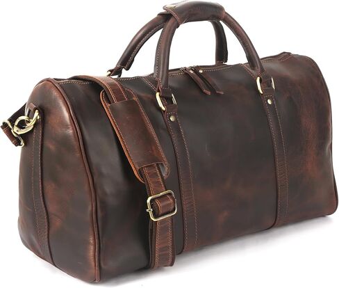 Oversized Dark Brown Weekender Leather Travel and Sports Duffel Bag, Full Grain Leather Large Carry On Gym Duffle for Men’s or Women (DARK BROWN) in Saudi Arabia