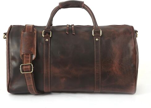 Oversized Dark Brown Weekender Leather Travel and Sports Duffel Bag, Full Grain Leather Large Carry On Gym Duffle for Men’s or Women (DARK BROWN) in Saudi Arabia