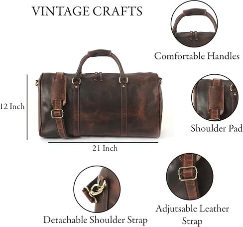 Oversized Dark Brown Weekender Leather Travel and Sports Duffel Bag, Full Grain Leather Large Carry On Gym Duffle for Men’s or Women (DARK BROWN) in Saudi Arabia