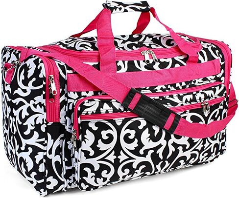 19-inch Travel Duffle Bag | Multiple Designs to Choose From | Perfect Travel Size Duffel Bag by Unique Traveler (Hounstooth-Black Trim) in Kuwait