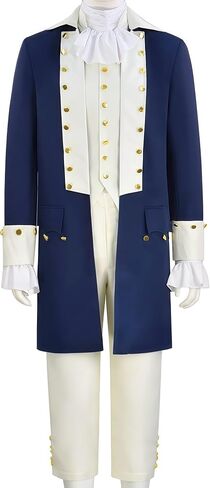 Adult Hamilton Costume Men Women Medieval Victorian Colonial Frock Coat Vintage Blue/Green Tailcoat Uniform in Kuwait