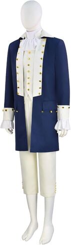 Adult Hamilton Costume Men Women Medieval Victorian Colonial Frock Coat Vintage Blue/Green Tailcoat Uniform in Kuwait