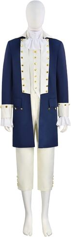 Adult Hamilton Costume Men Women Medieval Victorian Colonial Frock Coat Vintage Blue/Green Tailcoat Uniform in Kuwait