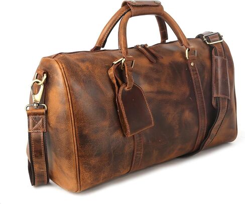 Oversized Dark Brown Weekender Leather Travel and Sports Duffel Bag, Full Grain Leather Large Carry On Gym Duffle for Men’s or Women (DARK BROWN) in Saudi Arabia