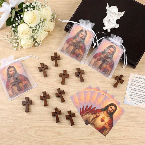 Nosiny 30 Set Wooden Cross Fidget Gift Bulk Handheld Pocket Crosses Fidget with Card, Bag Encouragement Gift Walnut Pocket Cross My Heart Prayer Stress Relief for Christian, Baptism, Church Keepsake in Kuwait