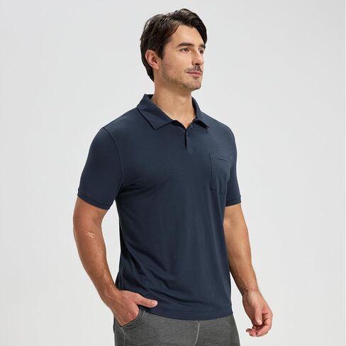 netdraw Mens Ultra Soft Bamboo Viscose Pocket Polo, Lightweight Cooling Performance Golf Shirt in Saudi Arabia