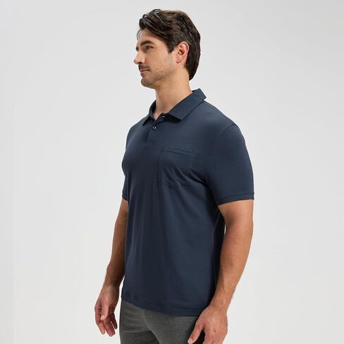 netdraw Mens Ultra Soft Bamboo Viscose Pocket Polo, Lightweight Cooling Performance Golf Shirt in Saudi Arabia