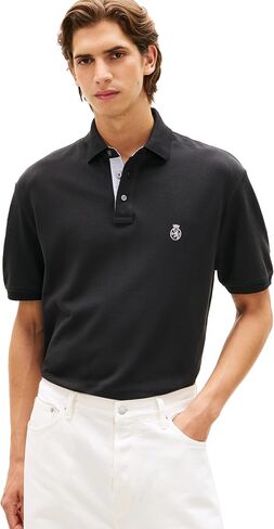 Tommy Hilfiger Men's Short Sleeve Casual Polo Shirts in Classic Fit with Embroidered Crest Design in Kuwait