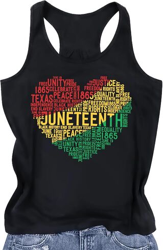 Juneteenth قمصان النساء 1865 يوم الاستقلال الأسود تانك التاريخ الأسود المحملة قميص أمريكي أفريقي تيشيرت صيفي in Kuwait