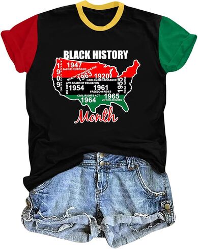 Juneteenth قمصان النساء 1865 يوم الاستقلال الأسود تانك التاريخ الأسود المحملة قميص أمريكي أفريقي تيشيرت صيفي in Kuwait