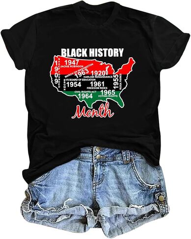 Juneteenth قمصان النساء 1865 يوم الاستقلال الأسود تانك التاريخ الأسود المحملة قميص أمريكي أفريقي تيشيرت صيفي in Kuwait