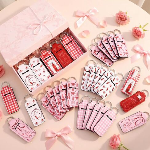 Ctosree 50 Pcs She Is Ready to Pop Lipstick Holder Keychain Gifts Bulk Cherry Lip Balm Holder Baby Shower Party Favors for Guests in Saudi Arabia