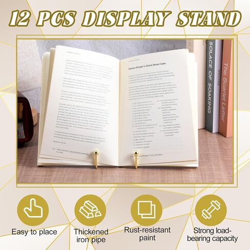 12 Pieces Gold Plate Stands for Display, Decorative Plate Holder Easel Display Stand Metal Book Displays Stand Metal Frame Holder for Picture Book Photo Easel Office Room Tabletop(6 Inch) in Saudi Arabia