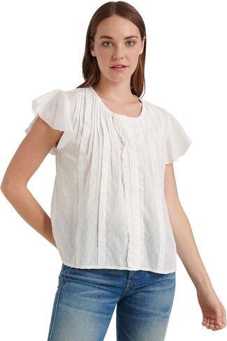 Lucky Brand Women's Flutter Sleeve Crew Neck Poet Top in Kuwait