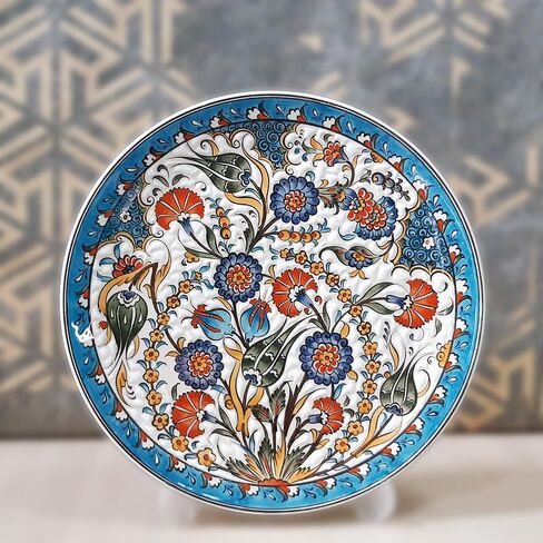Handmade Ceramic Wall Plate, 30 cm (11.8 inches) Turkish Nicaea Ceramic Plate 30 cm in Diameter in Saudi Arabia
