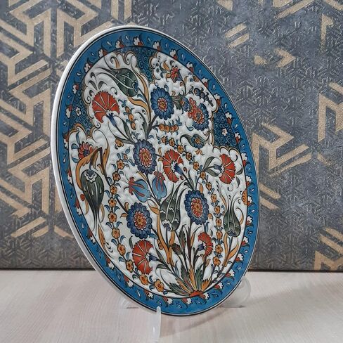 Handmade Ceramic Wall Plate, 30 cm (11.8 inches) Turkish Nicaea Ceramic Plate 30 cm in Diameter in Saudi Arabia