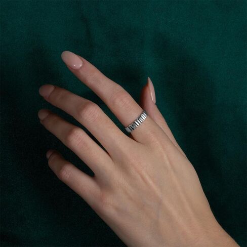 925 Sterling Silver 3.5mm Classic Ribbed Band Statement Ring for Women Girls, Available in Sizes 4-12 in Saudi Arabia