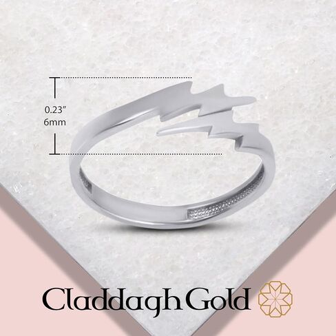 Claddagh Gold Unisex .925 Sterling Silver Double Lightning Thunder Bolt Electric Ring with multiple ring sizes in Saudi Arabia