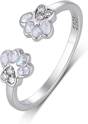 Diamond Paw Ring 925 Sterling Silver Paw Print Ring with Lab Grown Diamond Jewelry Gifts for Women in Kuwait