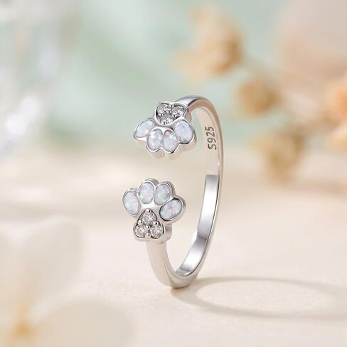 Diamond Paw Ring 925 Sterling Silver Paw Print Ring with Lab Grown Diamond Jewelry Gifts for Women in Kuwait