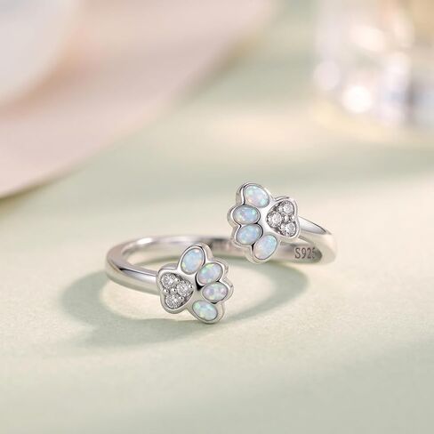 Diamond Paw Ring 925 Sterling Silver Paw Print Ring with Lab Grown Diamond Jewelry Gifts for Women in Kuwait